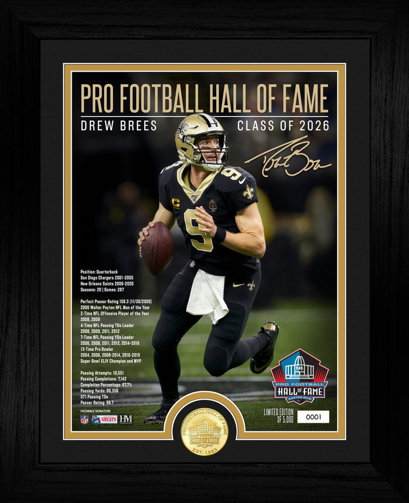 Highland Mint Drew Brees 2026 NFL Hall of Fame Induction Bronze Coin Photo Mint - Limited Edition /5000