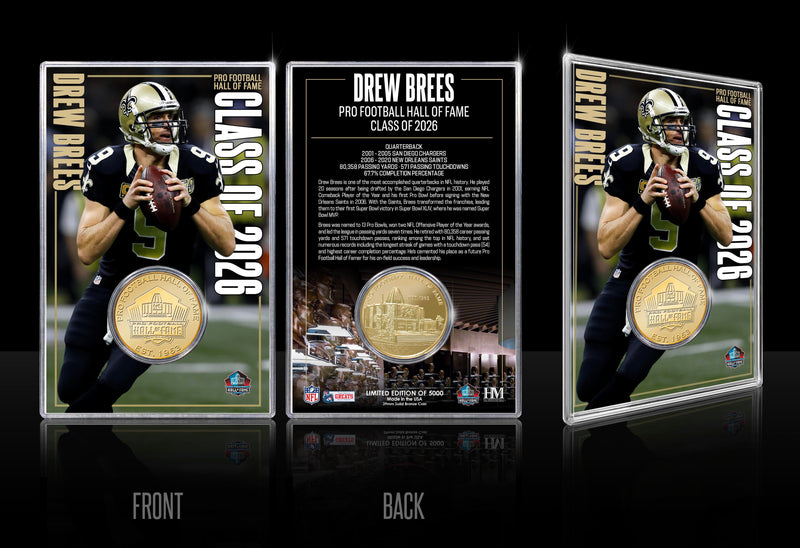Highland Mint Drew Brees 2026 NFL Hall of Fame Bronze Coin Card - Limited Edition /5000