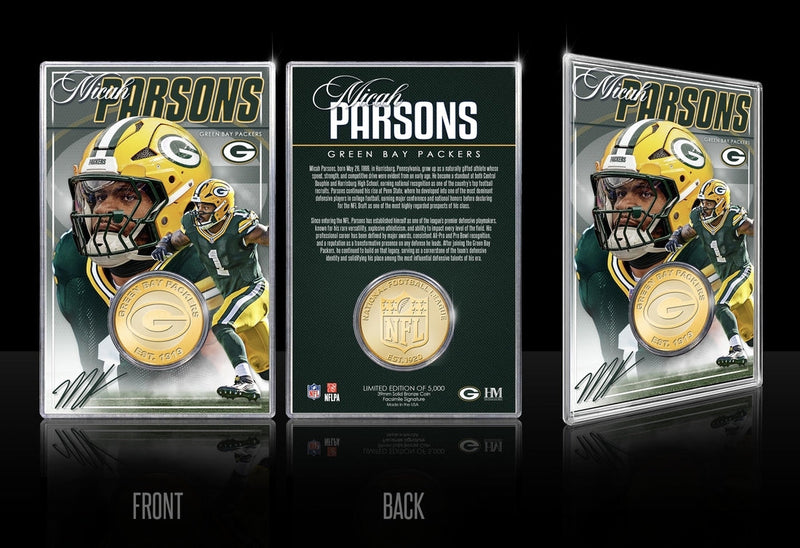 Highland Mint Micah Parsons Green Bay Packers Bronze Coin Card - Limited Edition /5,000