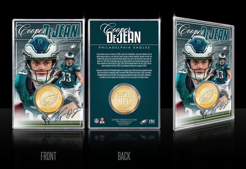 Highland Mint Cooper DeJean Philadelphia Eagles Bronze Coin Card - Limited Edition /5,000