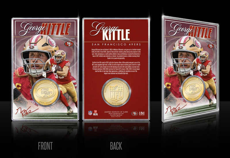Highland Mint George Kittle San Francisco 49ers Bronze Coin Card - Limited Edition /5,000