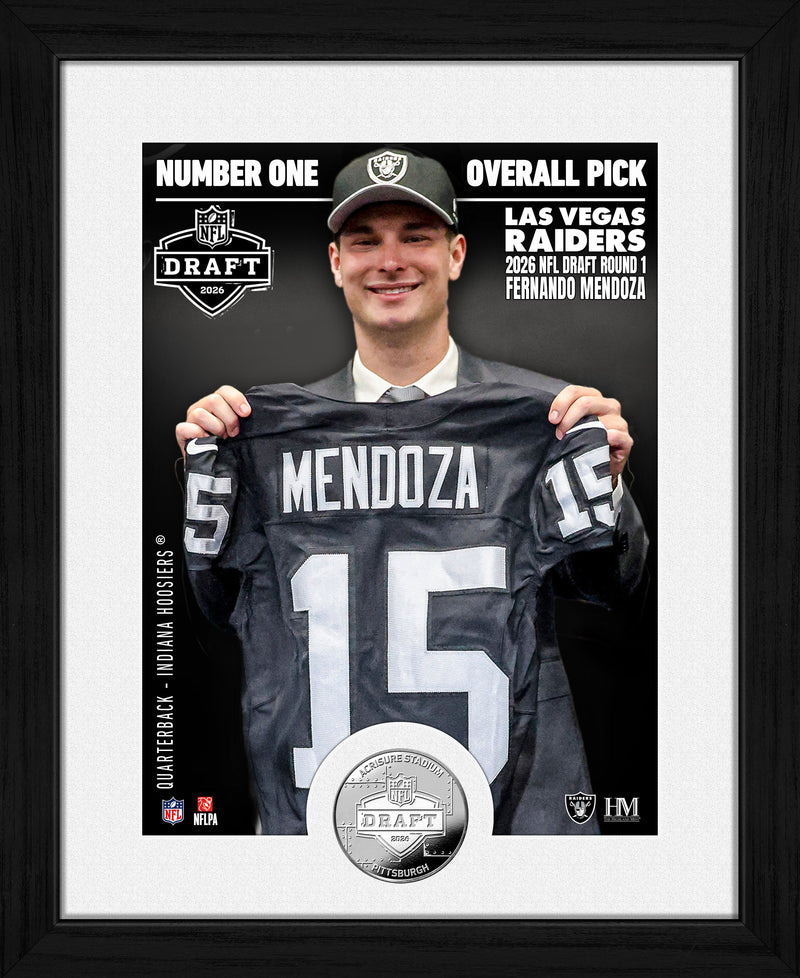 Highland Mint Fernando Mendoza Las Vegas Raiders 2026 NFL Draft Silver Coin Photo Mint