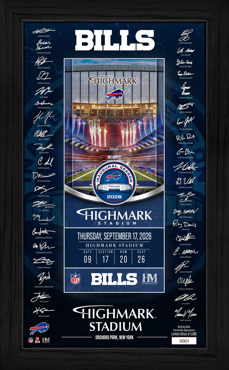 Highland Mint Buffalo Bills Highmark Stadium Inaugural Game Signature Ticket Frame - Limited Edition /5,000