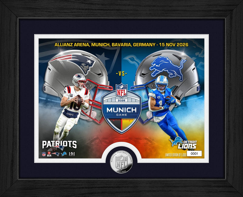 Highland Mint 2026 NFL International Games Week 10 Patriots vs Lions Munich Silver Coin Photo Mint - Limited Edition /5,