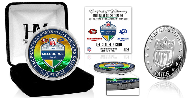 Highland Mint 2026 NFL International Games 49ers vs Rams Melbourne Color Silver Flip Coin - Limited Edition /5,000
