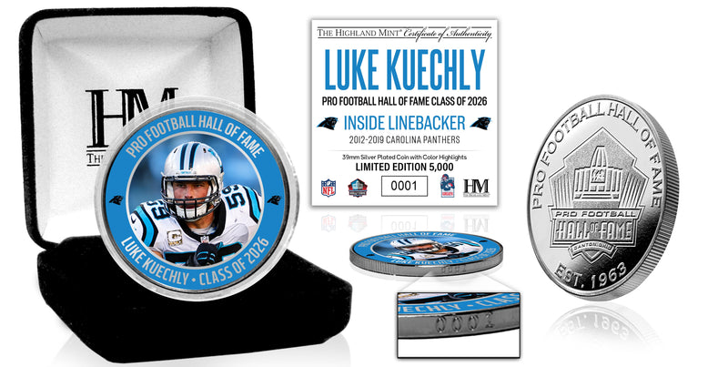 Highland Mint Luke Kuechly 2026 NFL Hall of Fame Induction Silver Plated Coin - Limited Edition /5,000