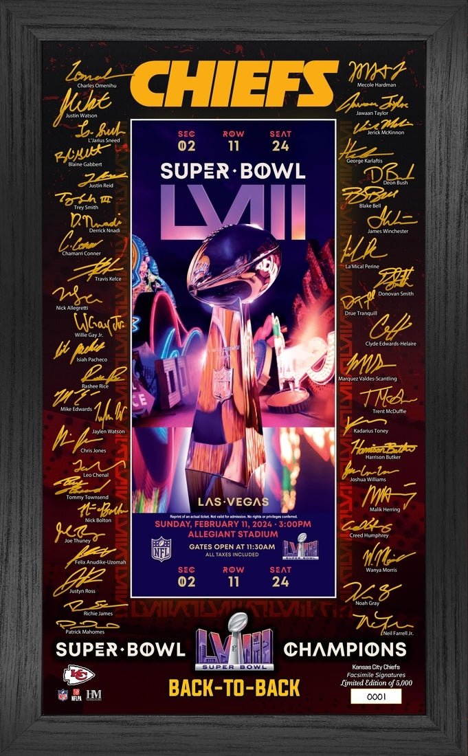 Highland Mint Kansas City Chiefs Super Bowl LVIII Champions Ticket Signature Frame - Limited Edition /5,000