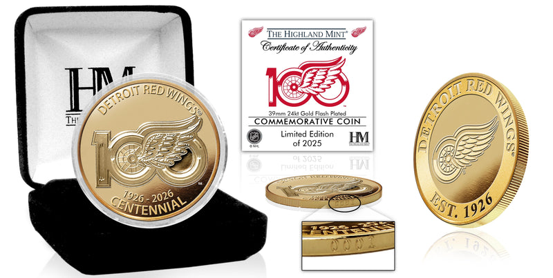 Highland Mint Detroit Red Wings 100th Anniversary 24kt Gold Coin - Limited Edition /2,025