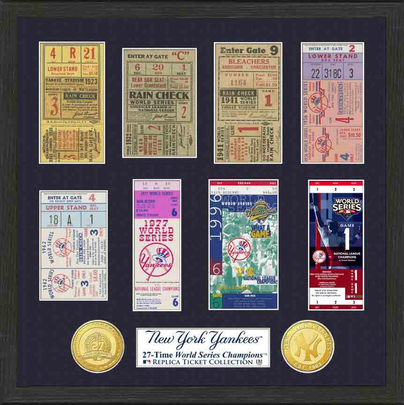 Highland Mint New York Yankees World Series Ticket Collection - Bronze Coin Frame