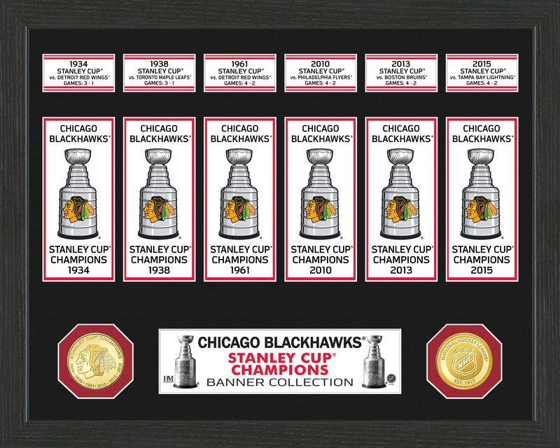 Highland Mint Chicago Blackhawks Stanley Cup Banner Collection Photo Mint