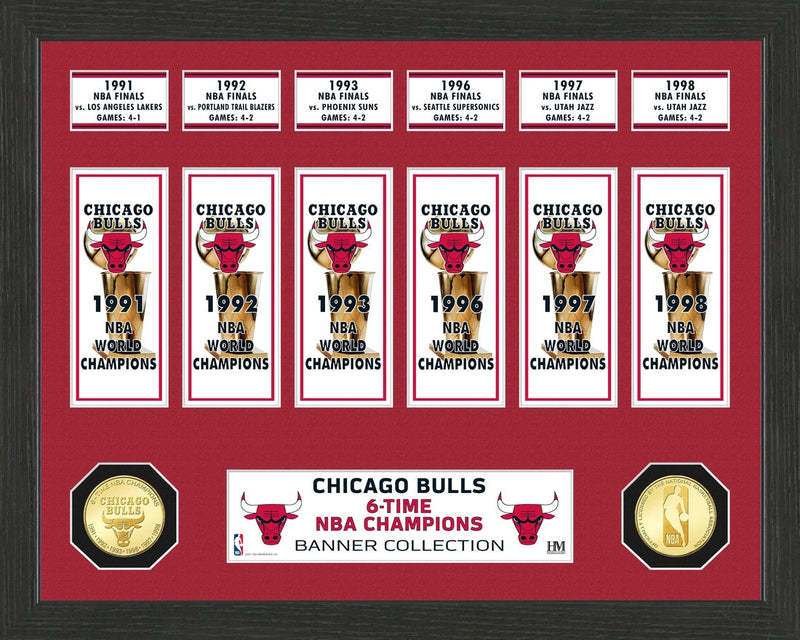 Highland Mint Chicago Bulls Six Championships Banner Bronze Coin Photo Mint