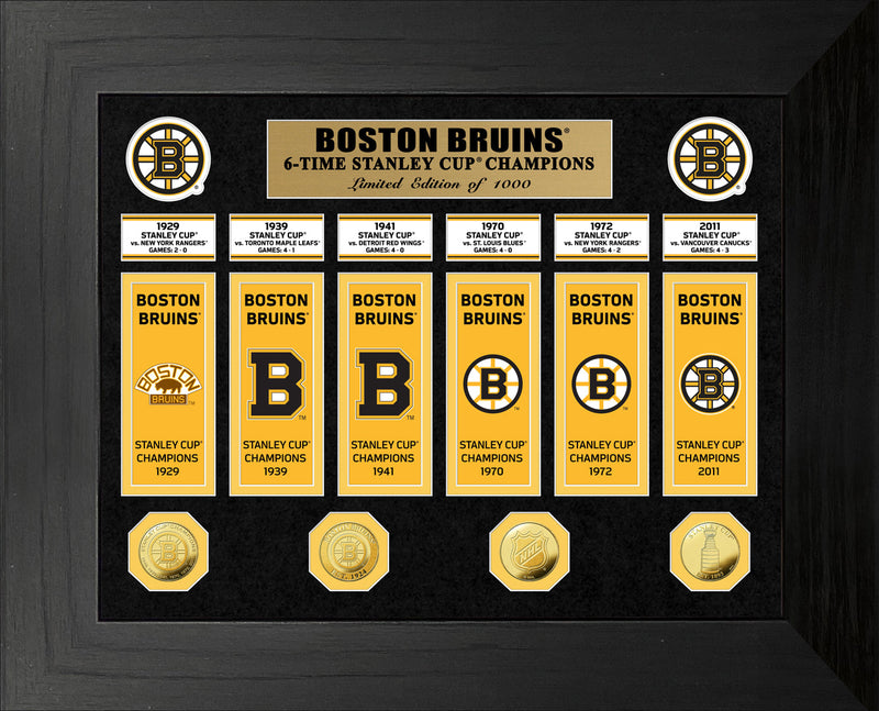 Highland Mint Boston Bruins 6-Time Stanley Cup Champions Deluxe Gold Coin & Banner Collection - Limited Edition /1000