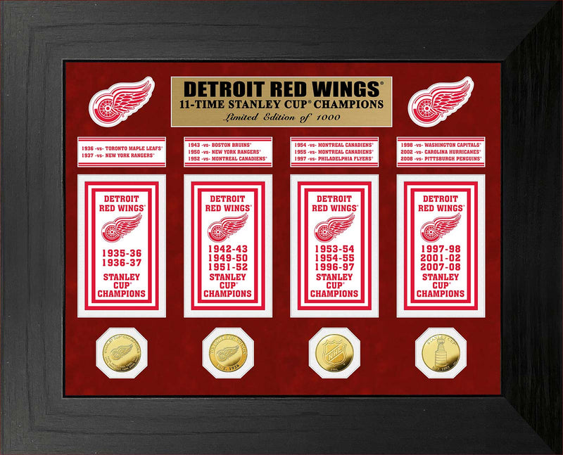 Highland Mint Detroit Red Wings 11-Time Stanley Cup Champions Gold Coin & Banner Collection - Limited Edition /1000