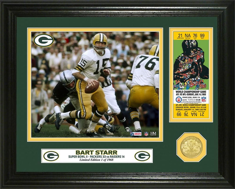 Highland Mint Bart Starr Super Bowl II Champion Bronze Coin Photo Mint - Limited Edition /1968