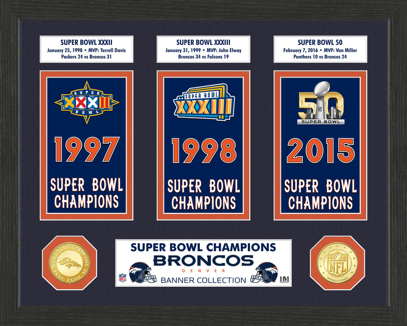Highland Mint Denver Broncos Super Bowl Banner Collection Photo Mint - 12x15 Frame