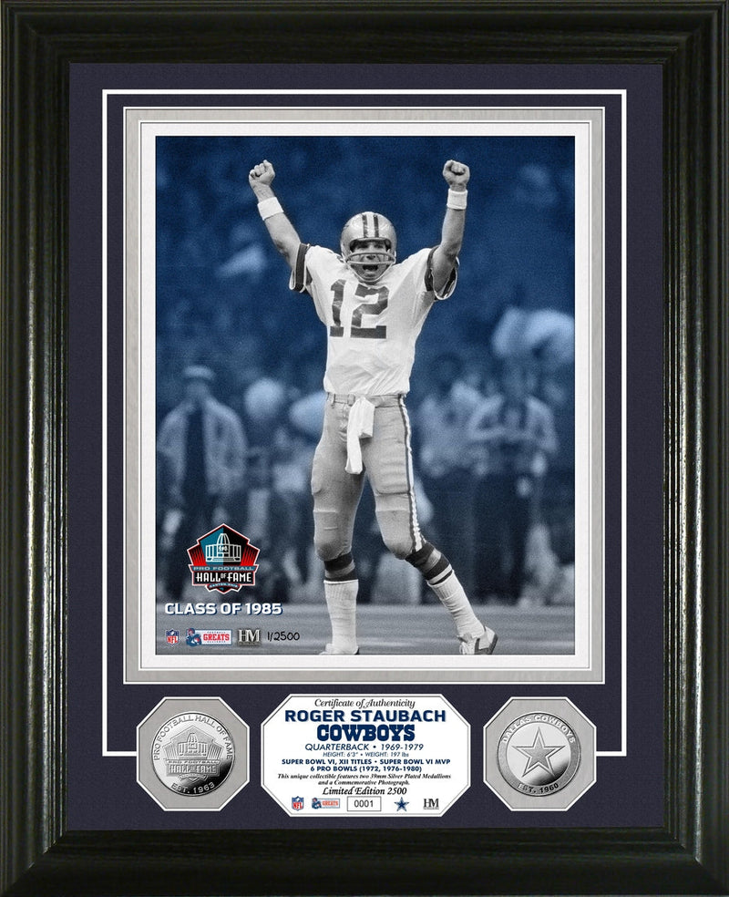 Highland Mint Roger Staubach 1985 Hall of Fame Silver Coin Photo Mint - Limited Edition /2500