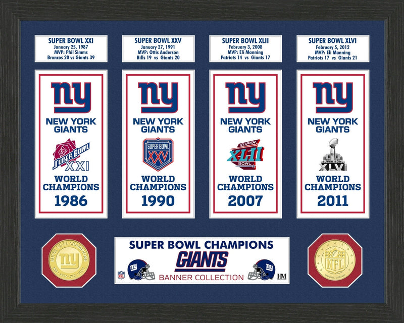Highland Mint New York Giants Super Bowl Banner Collection Photo Mint