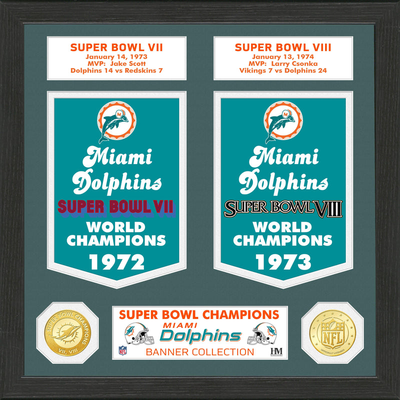 Highland Mint Miami Dolphins Super Bowl Banner Collection Bronze Coin Photo Mint