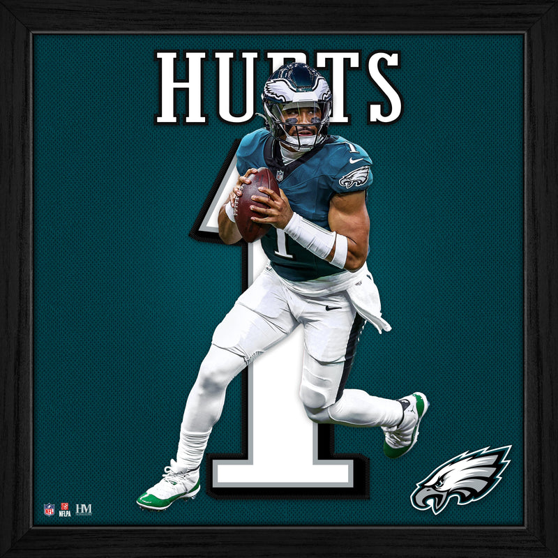 Highland Mint Jalen Hurts Philadelphia Eagles Impact Jersey Frame - 13x13