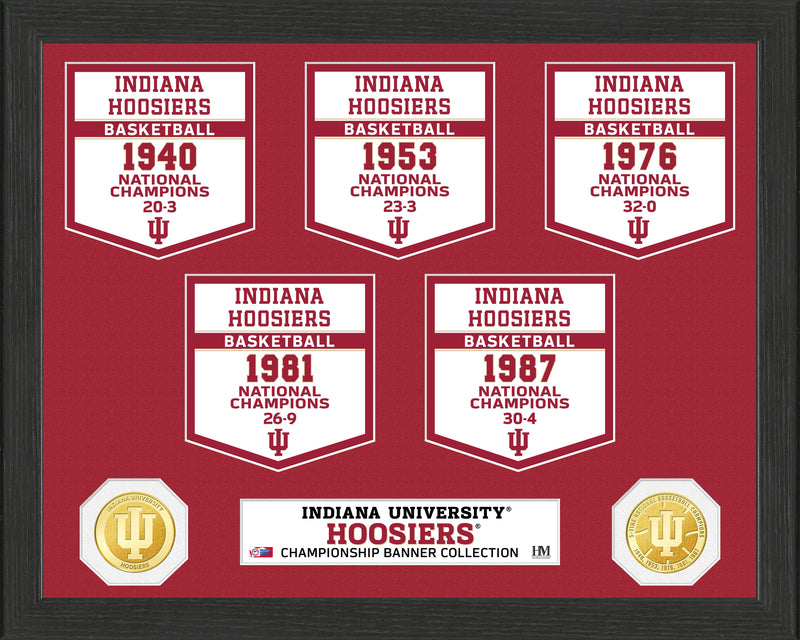 Highland Mint Indiana Hoosiers 5 Time Basketball National Champions Banner Photo Mint