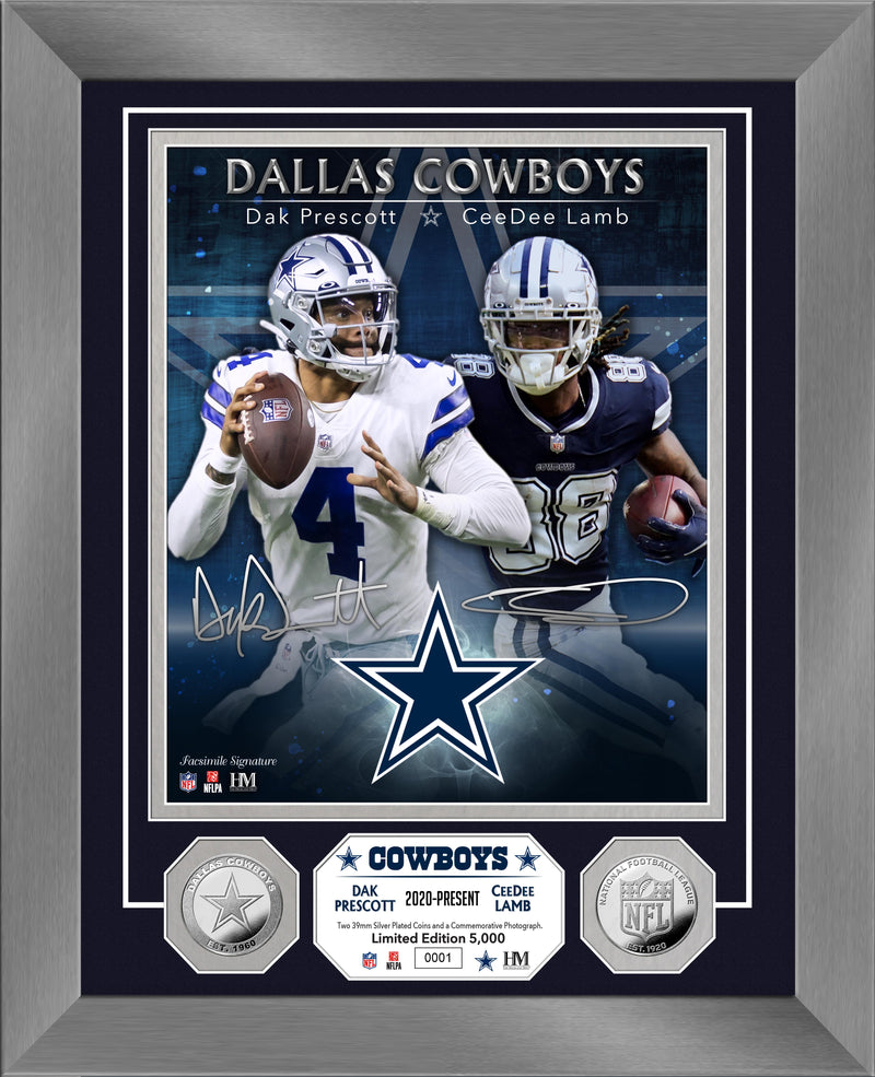 Highland Mint Dallas Cowboys Dak Prescott & CeeDee Lamb Dynamic Duo Silver Coin Photo Mint - Limited Edition /5,000