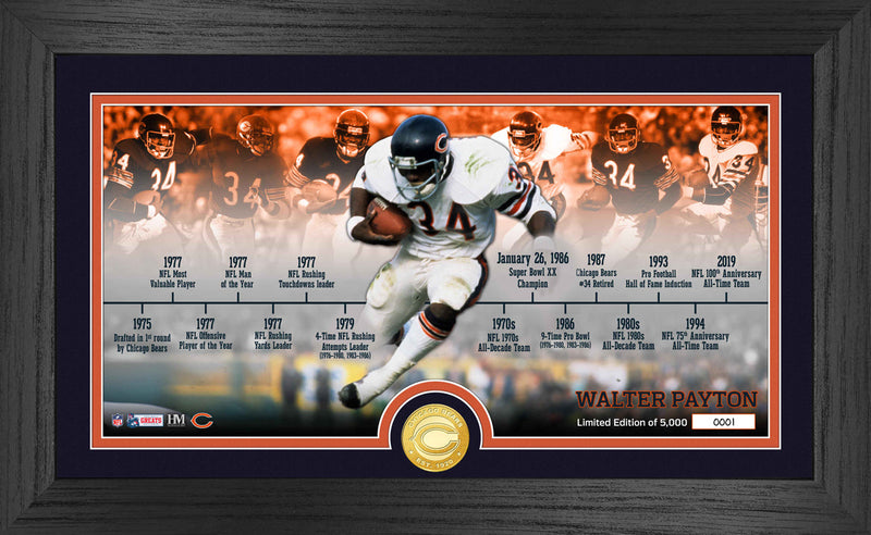 Highland Mint Walter Payton Bears Career Timeline Bronze Coin Photo Mint - Limited Edition /5,000