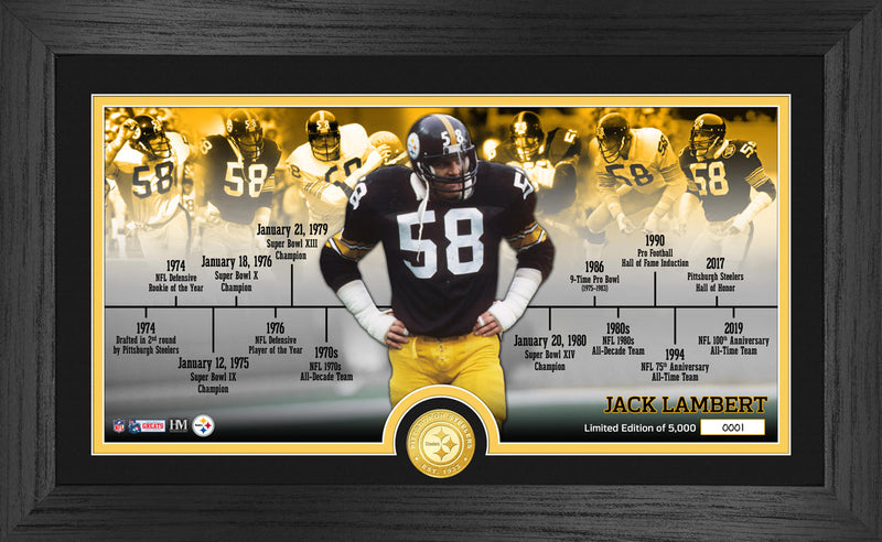 Highland Mint Jack Lambert Steelers Career Timeline Bronze Coin Photo Mint - Limited Edition /5000