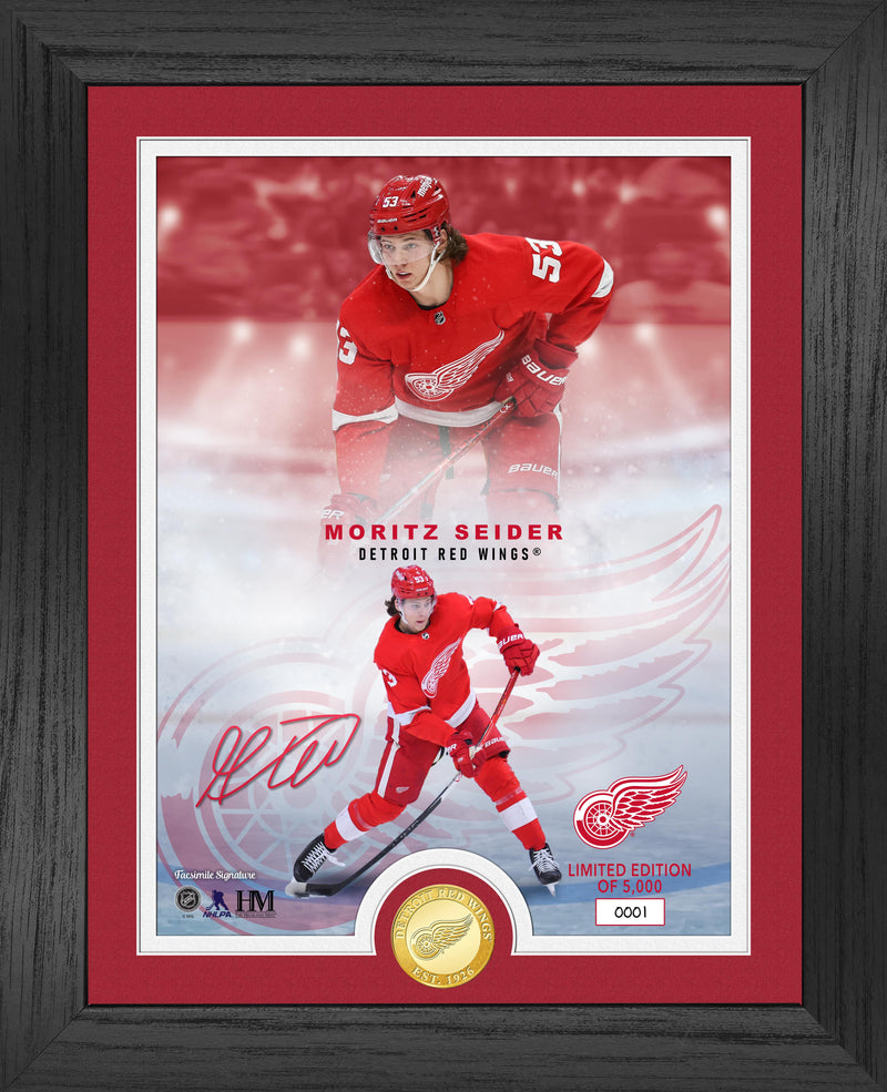 Highland Mint Detroit Red Wings Moritz Seider Legends Bronze Coin Photo Mint - Limited Edition /5,000
