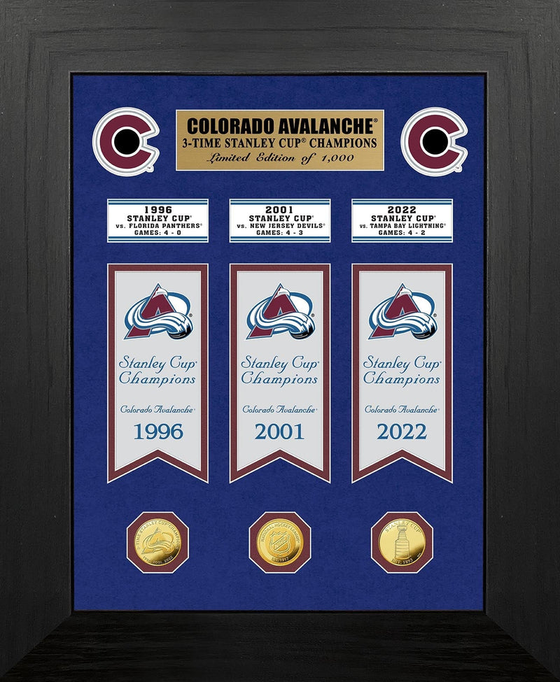 Highland Mint Colorado Avalanche Stanley Cup Banners Bronze Coin Photo Mint - Limited Edition /1000