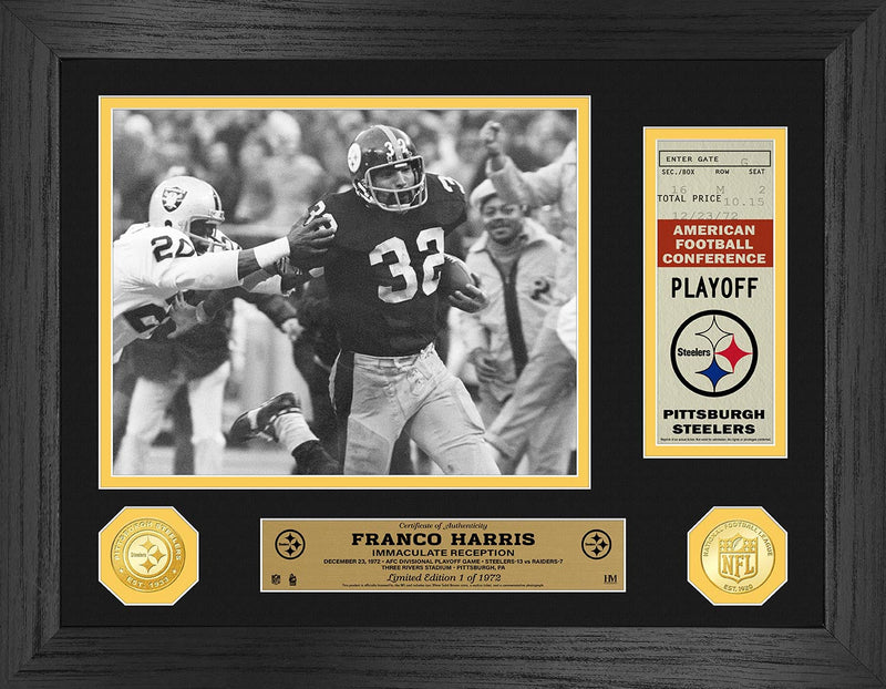 Highland Mint Franco Harris Immaculate Reception 50th Anniversary Ticket Photo Mint - Limited Edition /1972