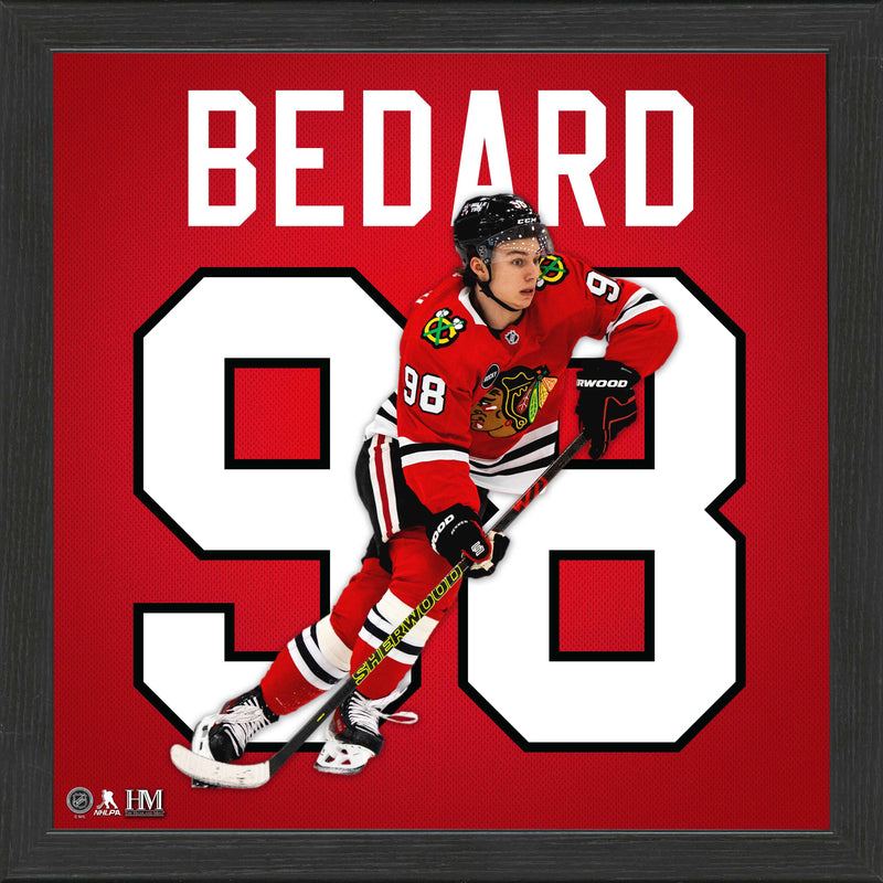 Highland Mint Connor Bedard Chicago Blackhawks Impact Jersey Frame - 13x13