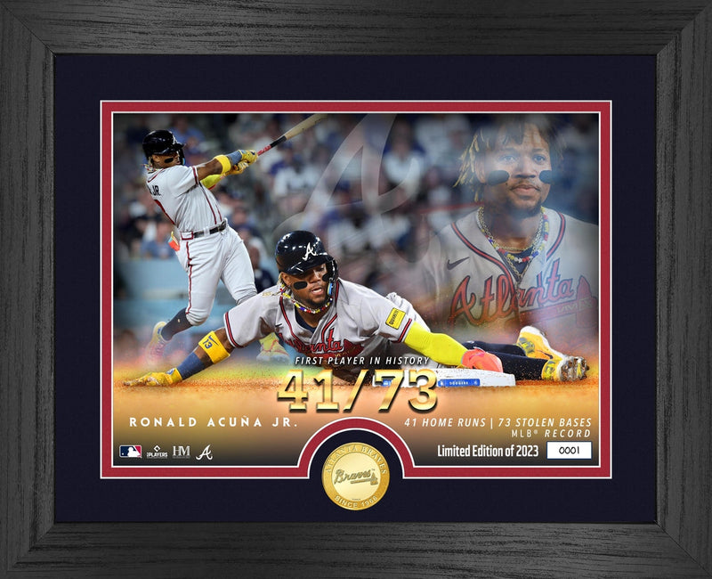 Highland Mint Ronald Acuna Jr 41 Home Runs 73 Stolen Bases Bronze Coin Photo Mint - Limited Edition /2023