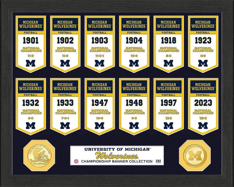 Highland Mint Michigan Wolverines Championship Banner Collection Bronze Coin Photo Mint
