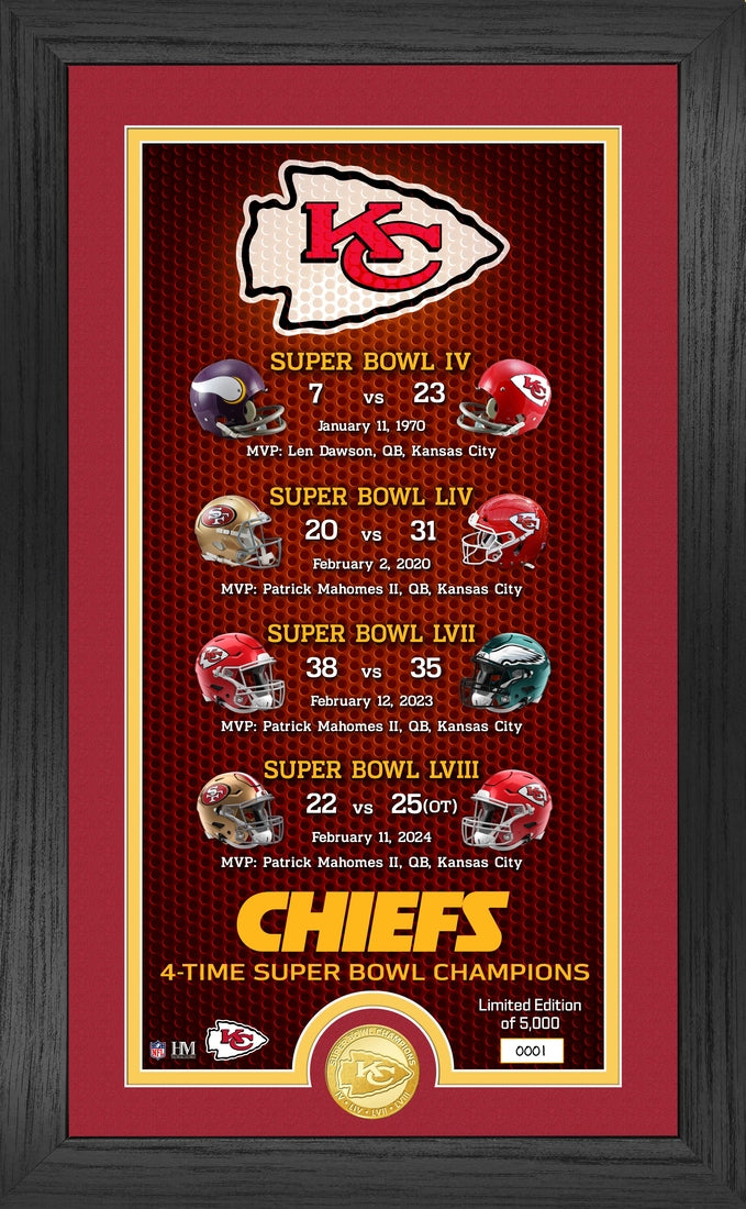 Highland Mint Kansas City Chiefs 4-Time Super Bowl Champions Legacy Bronze Coin Photo Mint - Limited Edition /5000