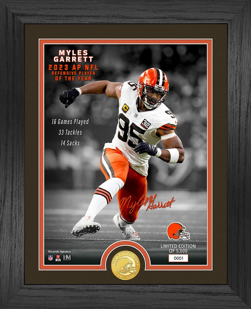Highland Mint Myles Garrett 2023 Defensive Player of the Year Bronze Coin Photo Mint - Limited Edition /5,000