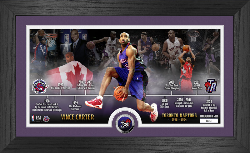 Highland Mint Vince Carter Toronto Raptors Jersey Retirement Silver Coin Pano Photo Mint - Limited Edition /5,000