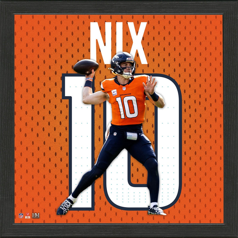 Highland Mint Bo Nix Denver Broncos Impact Jersey Frame