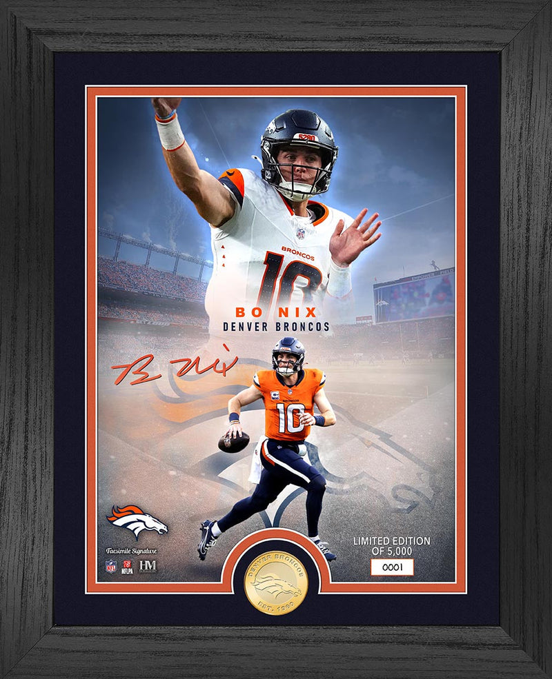 Highland Mint Bo Nix Denver Broncos Bronze Coin Photo Mint - Limited Edition /5,000