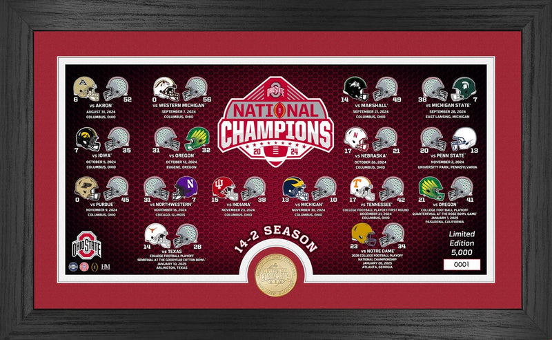 Highland Mint Ohio State Buckeyes 2025 CFP National Champions Season Match Ups Bronze Coin Photo Mint - Limited Edition