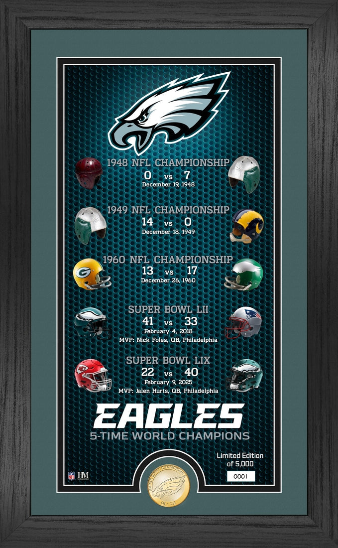 Highland Mint Philadelphia Eagles 2-Time Super Bowl Champions Legacy Bronze Coin Photo Mint - Limited Edition /5,000