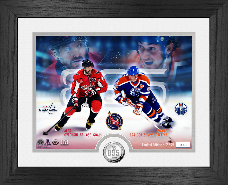 Highland Mint Alex Ovechkin & Wayne Gretzky NHL 895 Goals Record Silver Coin Photo Mint - Limited Edition /2895