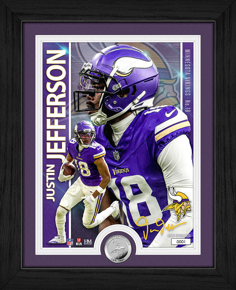 Highland Mint Justin Jefferson Minnesota Vikings Silver Coin Photo Mint - Artist Proof Limited Edition /1000