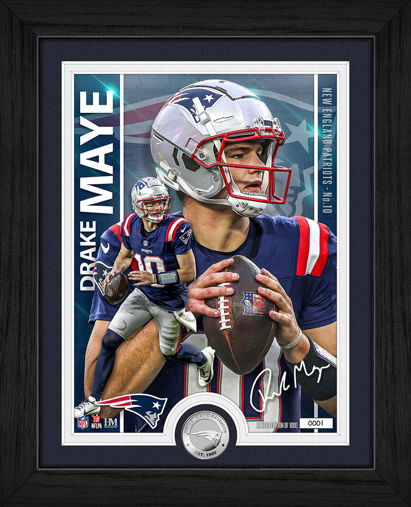 Highland Mint Drake Maye New England Patriots Silver Coin Photo Mint - Limited Edition /1,000