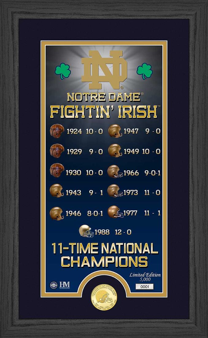 Highland Mint Notre Dame Fighting Irish Legacy Bronze Coin Panoramic Photo Mint - Limited Edition /5,000