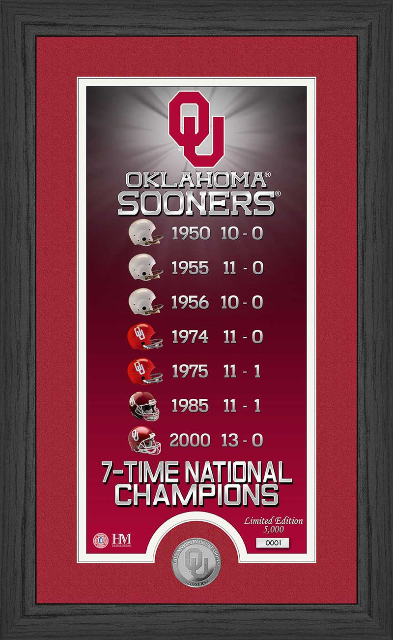 Highland Mint Oklahoma Sooners 7-Time National Champions Bronze Coin Photo Mint - Limited Edition /5000