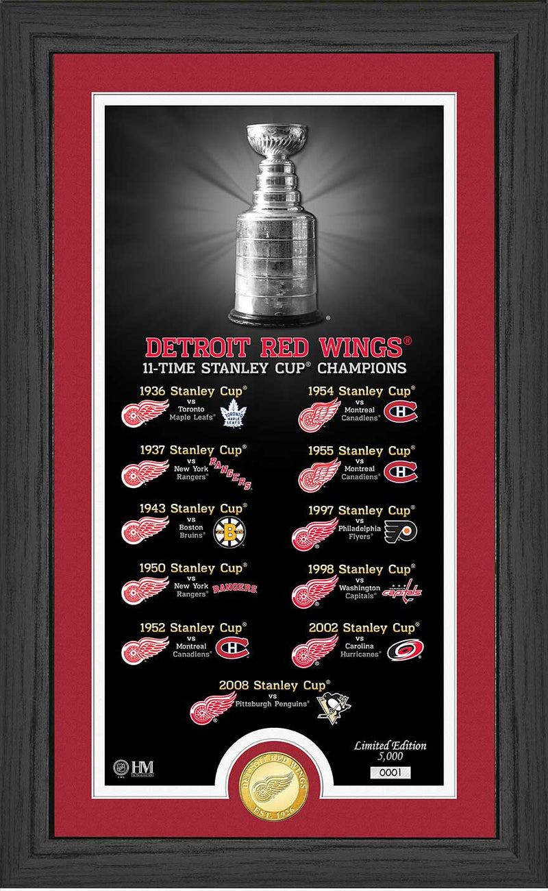 Highland Mint Detroit Red Wings Legacy Supreme Bronze Coin Panoramic Photo Mint - Limited Edition /5,000