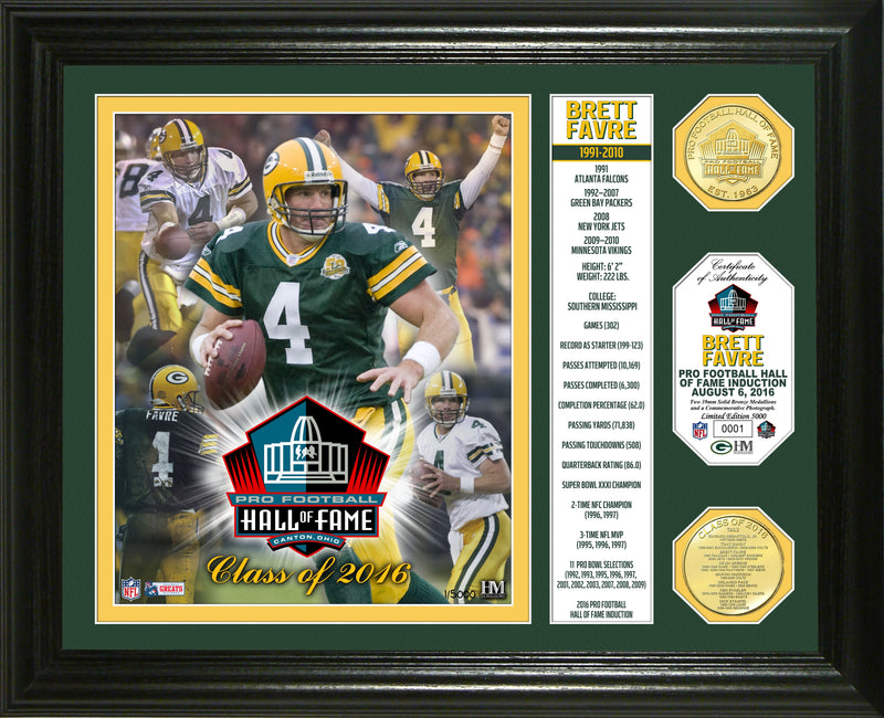 Highland Mint Brett Favre 2016 Pro Football Hall of Fame Bronze Coin Photo Mint - Limited Edition /5,000