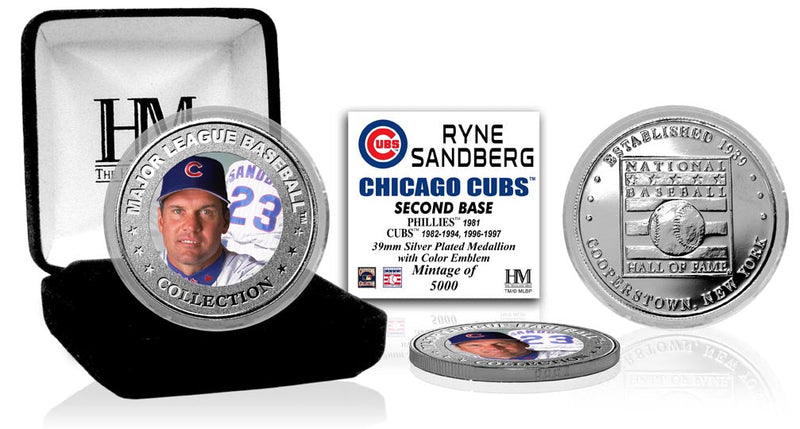 Highland Mint Ryne Sandberg Baseball Hall of Fame Silver Color Coin - Limited Edition /5,000
