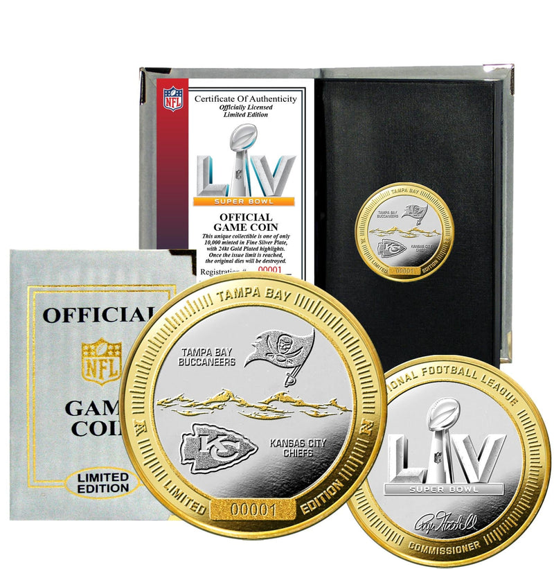 Highland Mint Super Bowl LV Buccaneers vs Chiefs Gold and Silver Flip Coin - Limited Edition /10,000