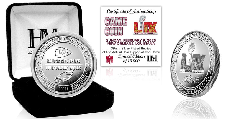 Highland Mint Super Bowl LIX Chiefs vs Eagles Silver Flip Coin - Limited Edition /10,000